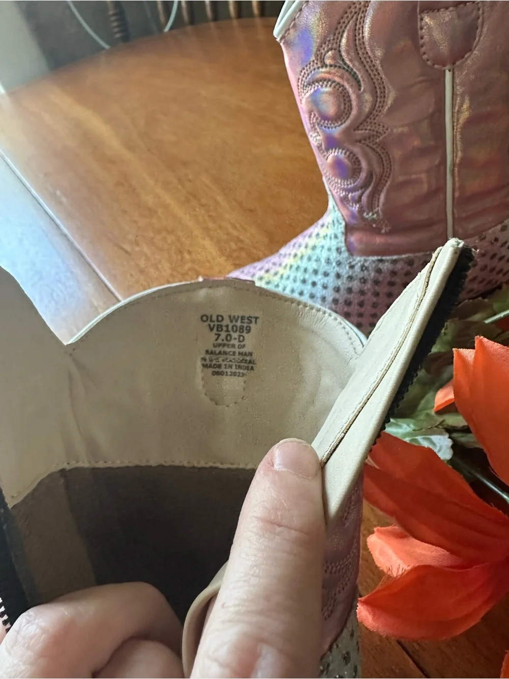Old West Metallic Pink and Multicolor Girls Cowboy Boots!
